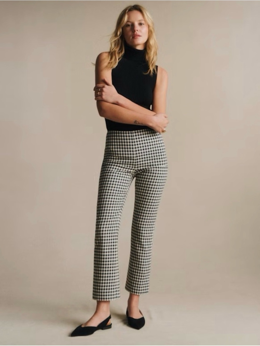 🖤🤍🖤 Veronica Beard Black & White Gingham Cropped Pants Size 0 🖤🤍🖤